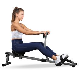 YSSOA Fitness Rowing Machine Rower Ergometer; with 12 Levels of Adjustable Resistance; Digital Monitor and 260 lbs of Maximum Load; Black