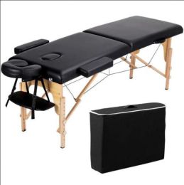 84" Adjustable 2 Section Massage Table Portable w/ Headrest Armrest Hand Pallet
