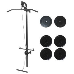 Wall-mounted Power Tower with Weight Plates 88.2 lb