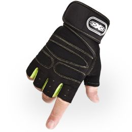Gloves Weight Exercises Half Finger Lifting Gloves Body Building Training Sport Gym Fitness Gloves for Men Women (Color: Green, size: L)