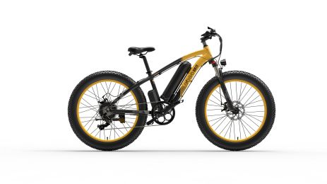 US Stock shipping 26 inch Fat Tire Electric Mountain Bike 1000w Motor GOGOBEST 48V 13ah Battery 7 Speed Off Road Electric Bike (Color: YELLOW)
