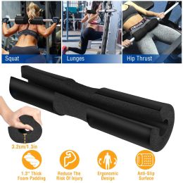Barbell Pad Support Squat Bar Foam Cover Pad Weight Lifting Pull Up Neck Shoulder Protector (Color: BLACK)